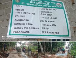 Realisasikan DD 2024 Tahap 1, Desa Sumber Rejo Bangun Jalan Rabat Beton