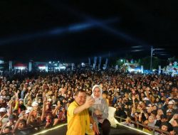 Hujan Di Gebyar Lampung Maju Tak Surutkan Ribuan Masyarakat Lampung Tengah Dukung Bacagub Hanan dan Bupati Nya Musa