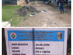 Pemerintah Desa Karya Baski Bangun Jalan Lapen
