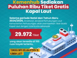 Kemenhub Sediakan 29.972 Tiket Kapal Gratis Periode Nataru 2024/2025