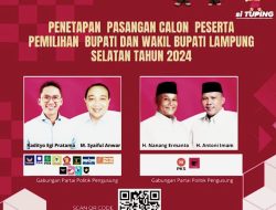 Teman Pemilih Berikut Adalah Penetapan Pasangan Calon Peserta Pemilihan Bupati dan Wakil Bupati Lampung Selatan Tahun 2024