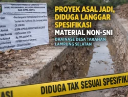 Proyek Drainase Desa Tarahan Disinyalir Asal Jadi, Dugaan Material Non-SNI Menguat, Pengawasan Dipertanyakan