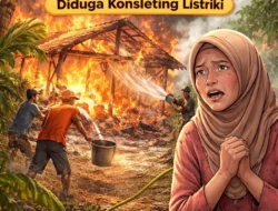 Diduga Konsleting Listrik, Rumah Janda di Katibung Ludes Dilalap Api