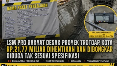 LSM PRO RAKYAT Desak Proyek Trotoar Kota Rp21,77 Miliar Dihentikan dan Dibongkar, Diduga Tak Sesuai Spesifikasi