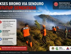Akses Bromo via Senduro Ditutup Akibat Kebakaran, Wisatawan Bisa Reschedule atau Refund Tiket